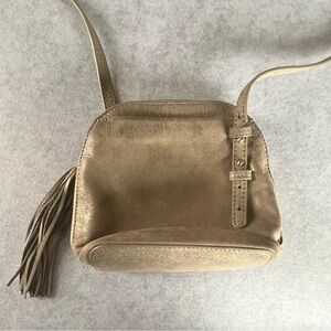 HOBO Taupe Leather Crossbody with Tassel Accent